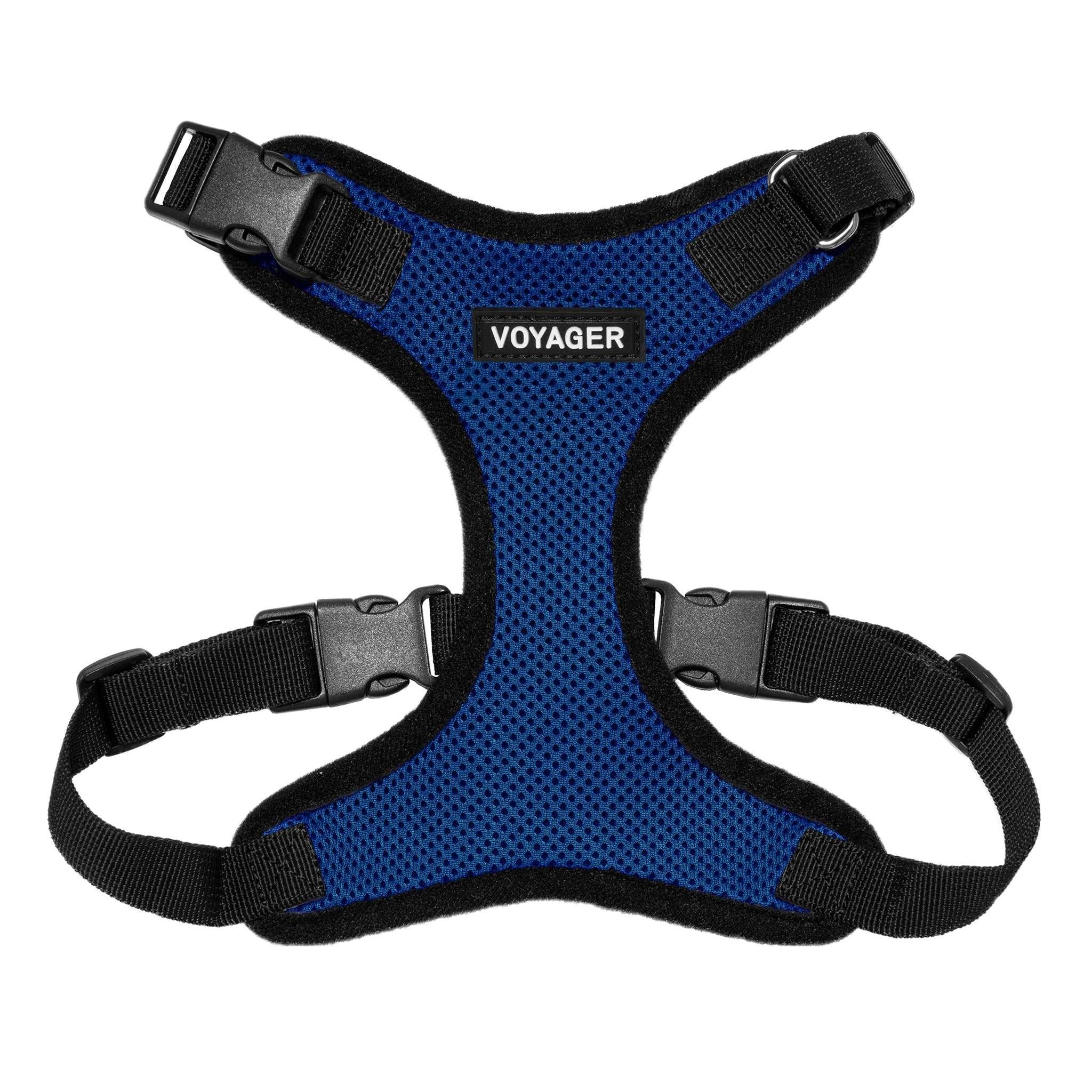 VOYAGER Step-In Lock Dog Harness in Royal Blue with Black Trim and Webbing - Front