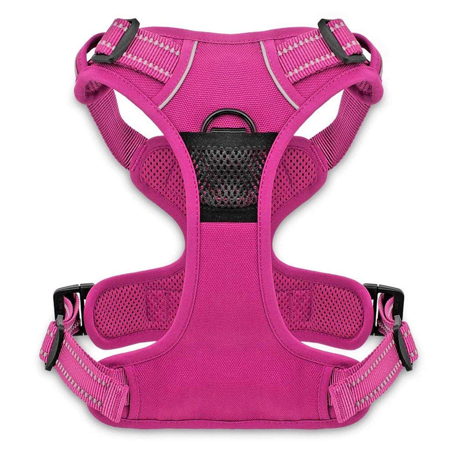 VOYAGER Dual-Attachment Dog Harness in fuchsia - back