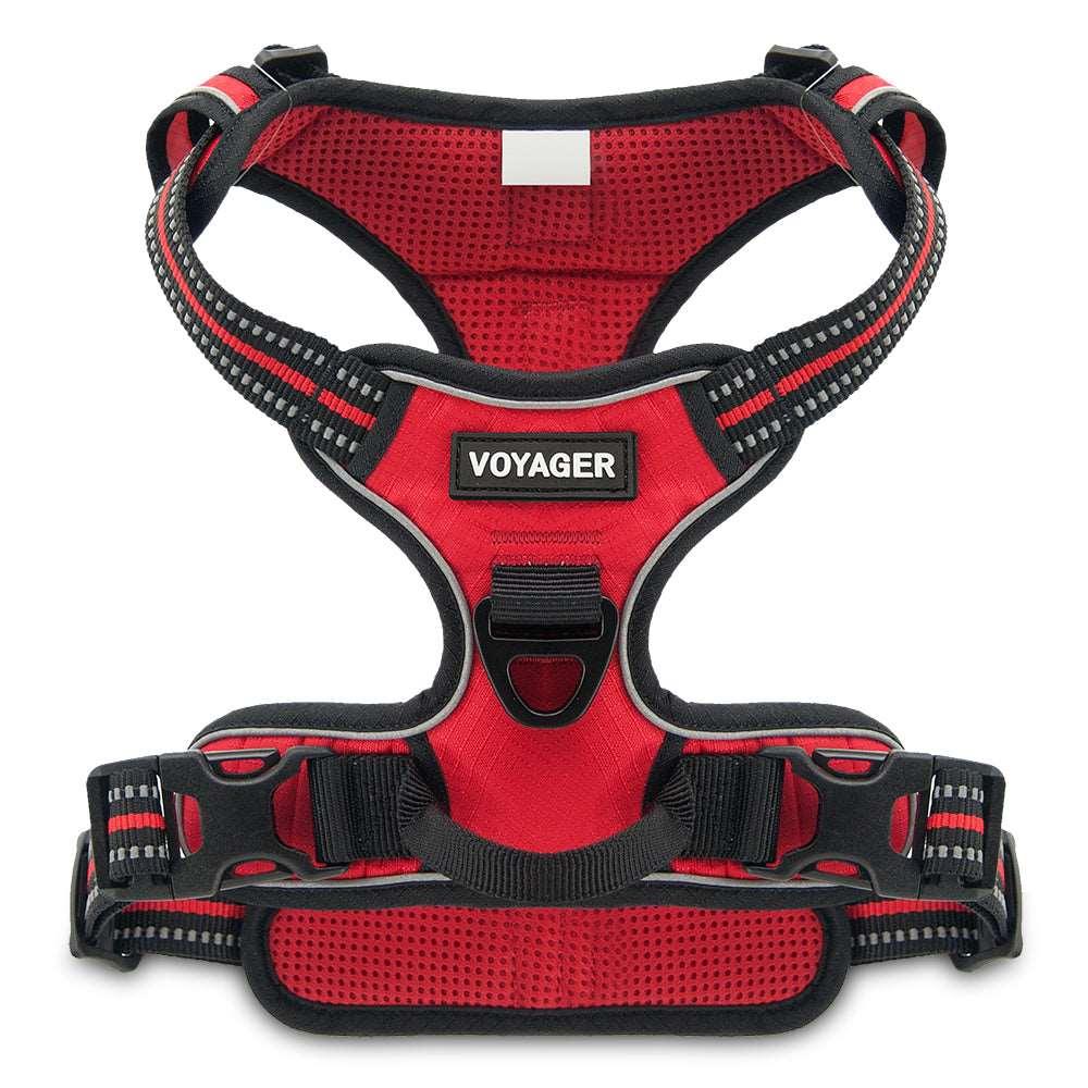 VOYAGER Dual-Attachment Dog Harness in Red - Front