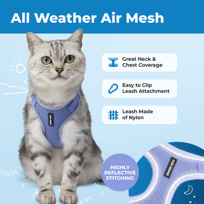 Voyager Escape Proof Cat Harness and Leash with Matching Trim