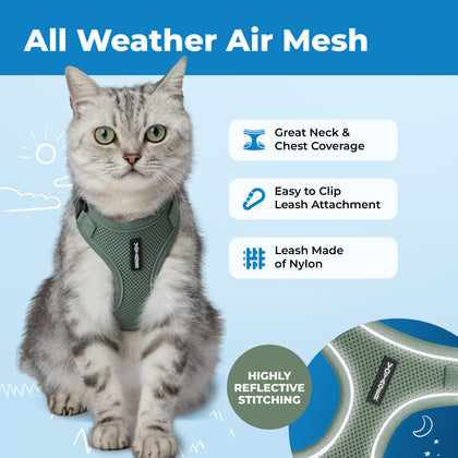 Voyager Escape Proof Cat Harness and Leash with Matching Trim