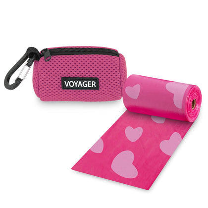 Mesh Dog Waste Bag Dispenser with Velcro Strap for Leash