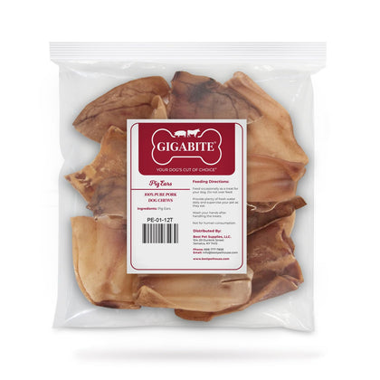 GigaBite Whole and Slivers Pig Ears Dog Treats