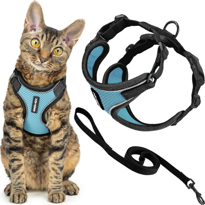 Voyager Escape Proof Cat Harness and Leash Set with Black Trim