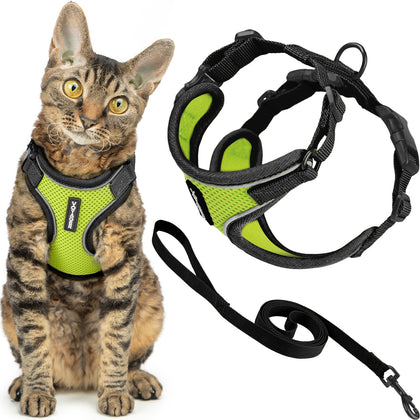 Voyager Escape Proof Cat Harness and Leash Set with Black Trim