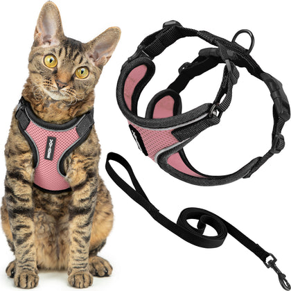 Voyager Escape Proof Cat Harness and Leash Set with Black Trim