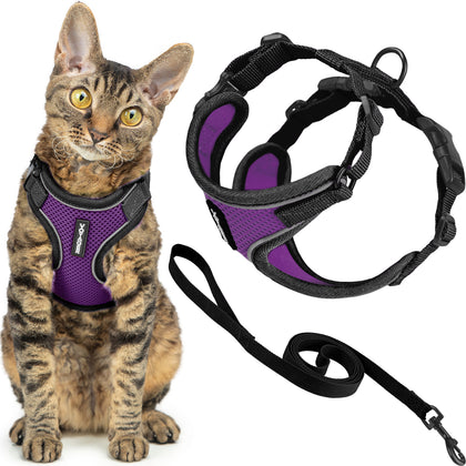 Voyager Escape Proof Cat Harness and Leash Set with Black Trim
