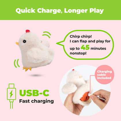 Catify Interactive Motion-Activated Cat Toy with Catnip - Flapping Chirping Chick