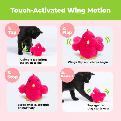 Catify Interactive Motion-Activated Cat Toy with Catnip - Flapping Chirping Chick