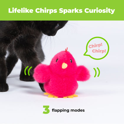 Catify Interactive Motion-Activated Cat Toy with Catnip - Flapping Chirping Chick