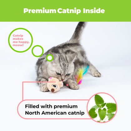Catify Interactive Cat Toy with Catnip - Squeaking Mice