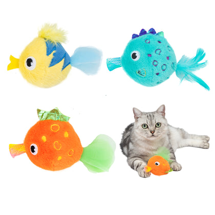 Catify Catnip Filled Cat Toy - Fluffy Fish Set
