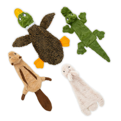 2-in-1 Fun Skins Stuffing Free Dog Toys (4-Pack Set)