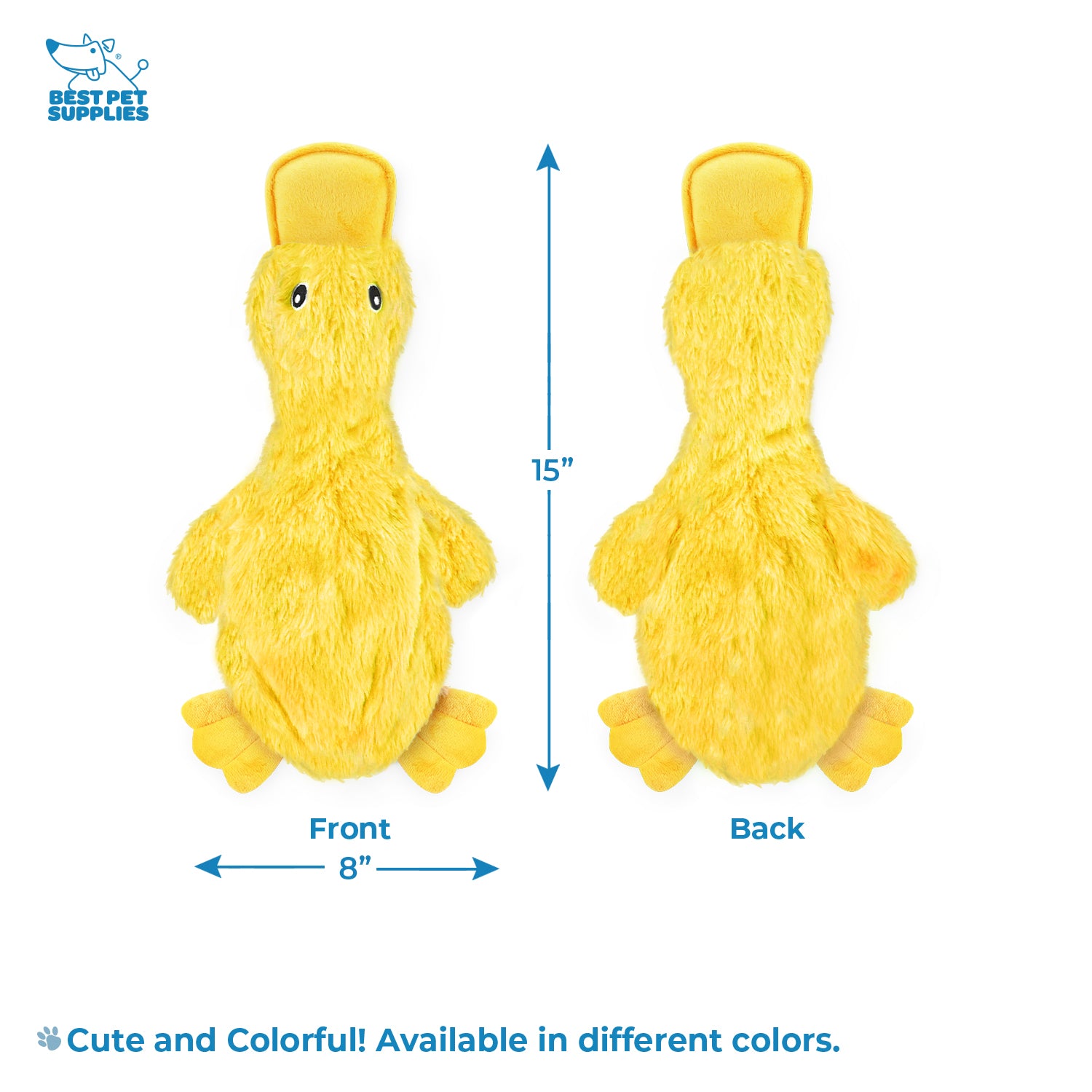 Best Pet Supplies Crinkle Dog Toy for Small, Medium, and Large Breeds, Cute No Stuffing Duck with Soft Squeaker, Fun for Indoor Puppies and Senior