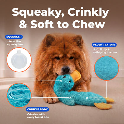 Dog Toy Enrichment Bundle - 4 Piece Set w/ Tennis Balls, Plush Squeak Toy & Crinkle Stuff-less Toy
