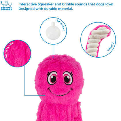 OctoMutant Squeaky Plush Dog Toy Set