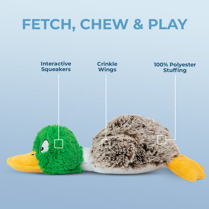 Dog Toy Enrichment Bundle - 4 Piece Set w/ Tennis Balls, Plush Squeak Toy & Crinkle Stuff-less Toy