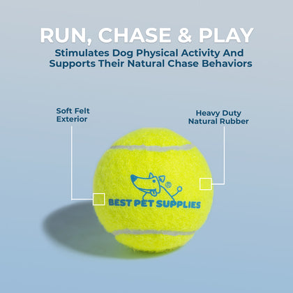 Dog Toy Enrichment Bundle - 4 Piece Set w/ Tennis Balls, Plush Squeak Toy & Crinkle Stuff-less Toy