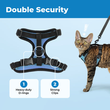 Voyager Escape Proof Cat Harness and Leash Set with Black Trim