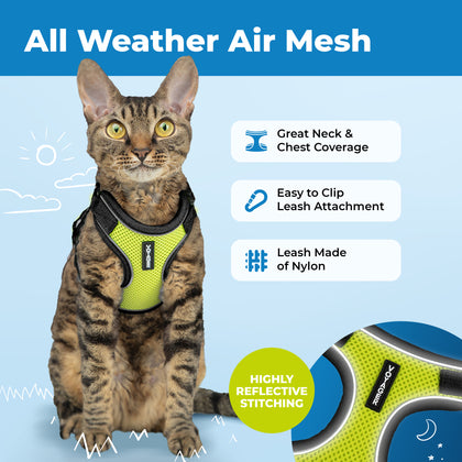 Voyager Escape Proof Cat Harness and Leash Set with Black Trim