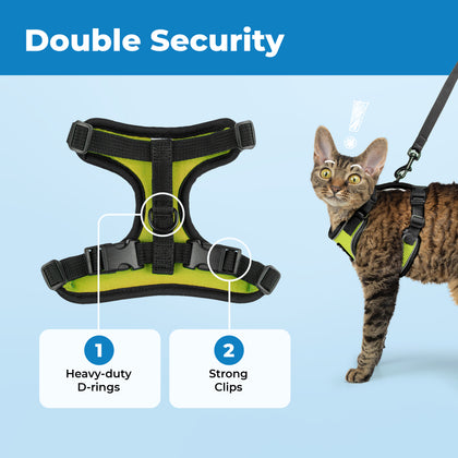 Voyager Escape Proof Cat Harness and Leash Set with Black Trim