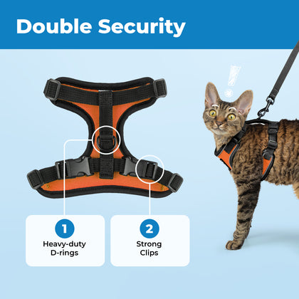 Voyager Escape Proof Cat Harness and Leash Set with Black Trim