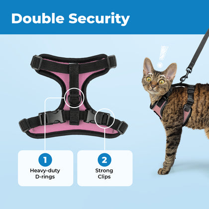 Voyager Escape Proof Cat Harness and Leash Set with Black Trim