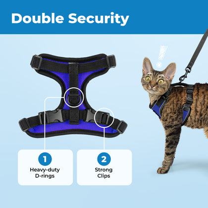 Voyager Escape Proof Cat Harness and Leash Set with Black Trim