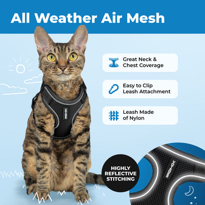 Voyager Escape Proof Cat Harness and Leash with Matching Trim