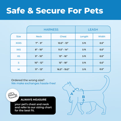 Voyager Escape Proof Cat Harness and Leash with Matching Trim
