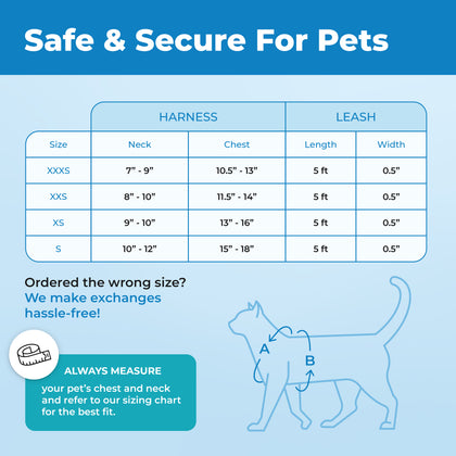 Voyager Escape Proof Cat Harness and Leash with Matching Trim
