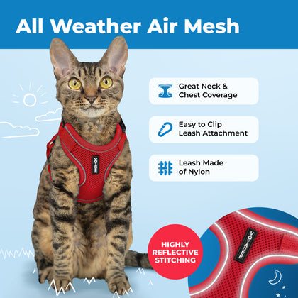 Voyager Escape Proof Cat Harness and Leash with Matching Trim