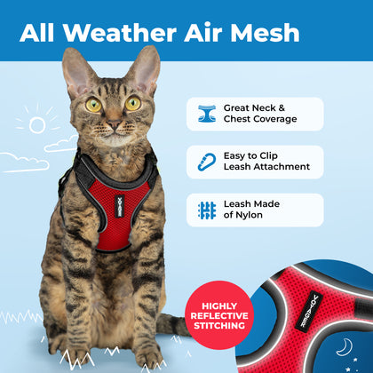 Voyager Escape Proof Cat Harness and Leash Set with Black Trim