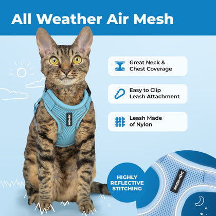Voyager Escape Proof Cat Harness and Leash with Matching Trim