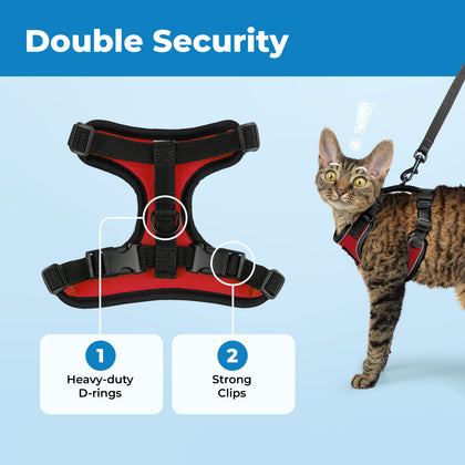 Voyager Escape Proof Cat Harness and Leash Set with Black Trim