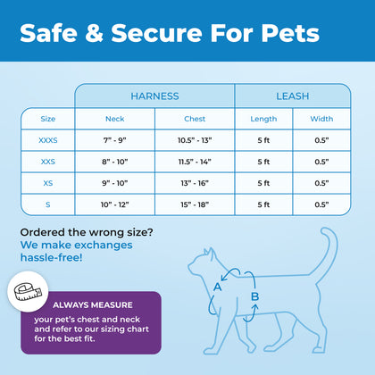 Voyager Escape Proof Cat Harness and Leash with Matching Trim