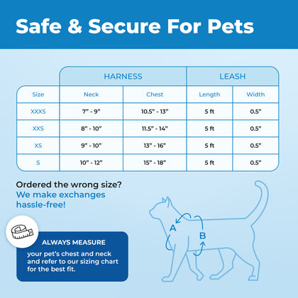 Voyager Escape Proof Cat Harness and Leash with Matching Trim