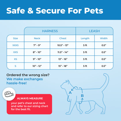 Voyager Escape Proof Cat Harness and Leash with Matching Trim
