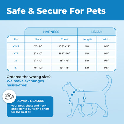 Voyager Escape Proof Cat Harness and Leash with Matching Trim