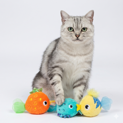 Catify Catnip Filled Cat Toy - Fluffy Fish Set