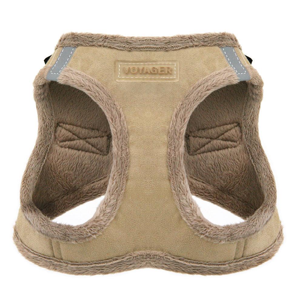 Step-In Plush Suede Pet Harness With Reflective Bands For Pet Safety