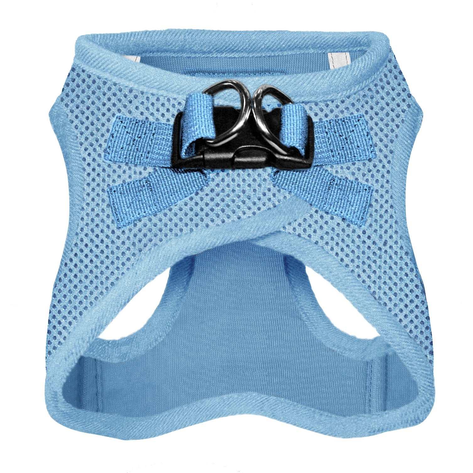 VOYAGER Step-In Air Pet Harness in Baby Blue with Matching Trim and Webbing - Black