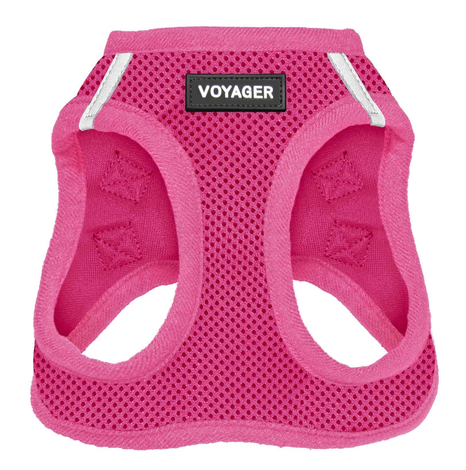 VOYAGER Step-In Air Pet Harness in Fuchsia with Matching Trim and Webbing - Front