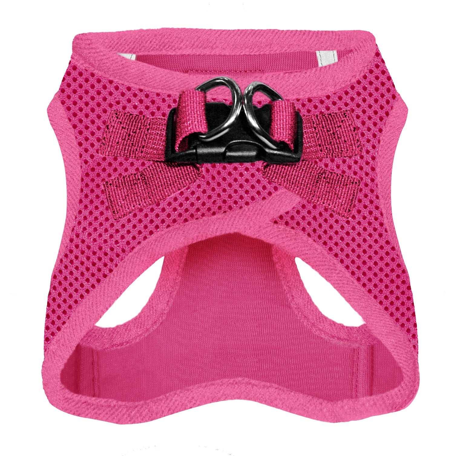 VOYAGER Step-In Air Pet Harness in Fuchsia with Matching Trim and Webbing - Black