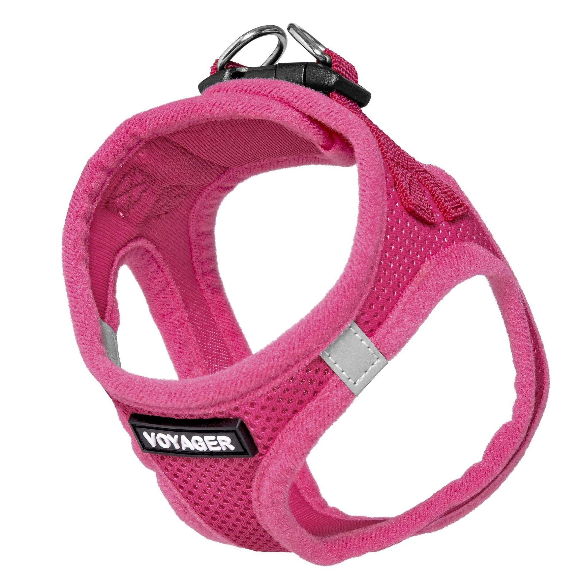 VOYAGER Step-In Air Pet Harness in Fuchsia with Matching Trim and Webbing - Expanded