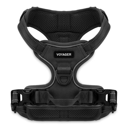 VOYAGER Dual-Attachment Dog Harness in Black - Front