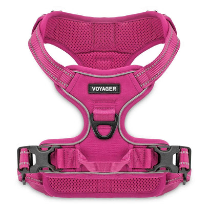 VOYAGER Dual-Attachment Dog Harness in fuchsia - Front