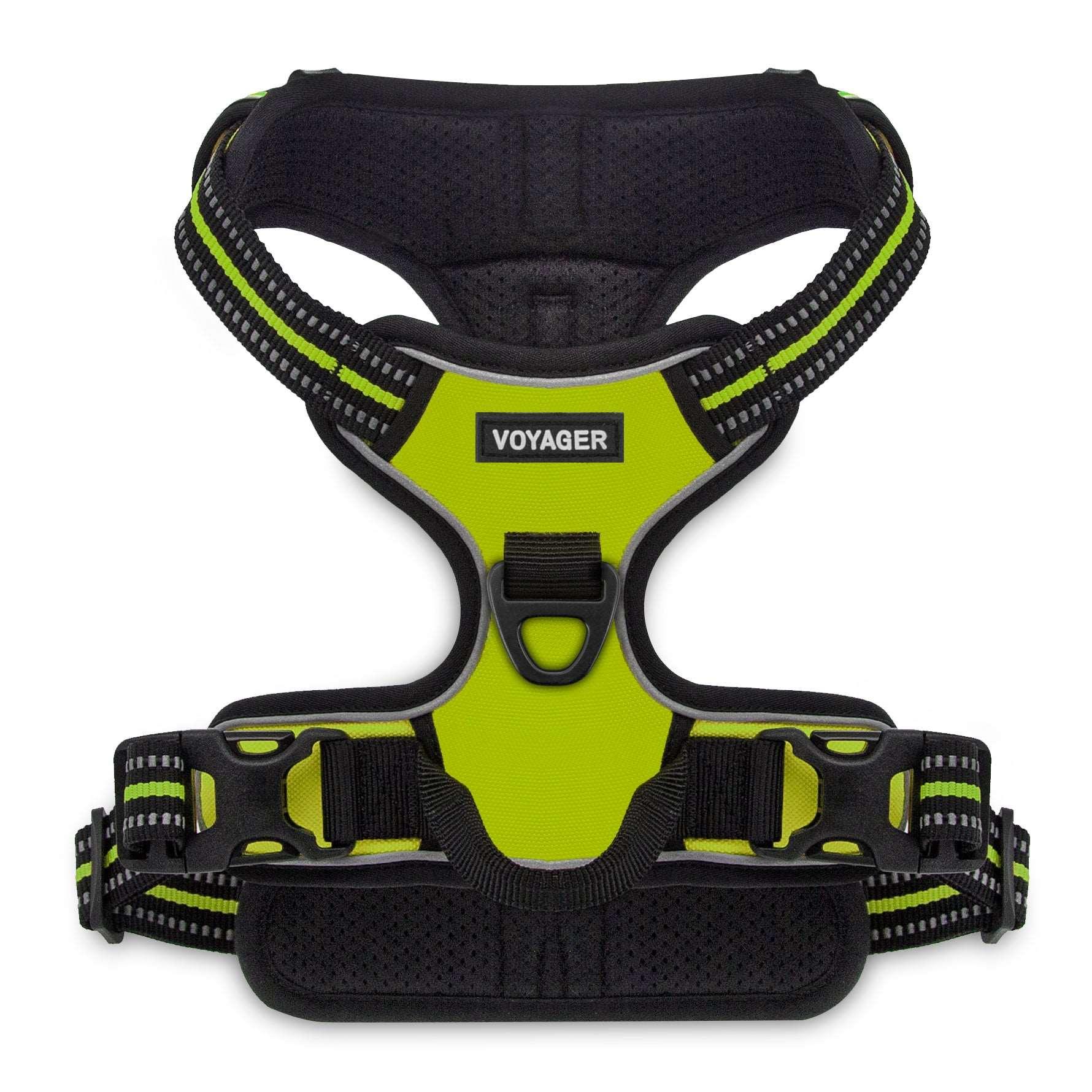 VOYAGER Dual-Attachment Dog Harness in Lime Green - Front