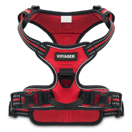 VOYAGER Dual-Attachment Dog Harness in Red - Front
