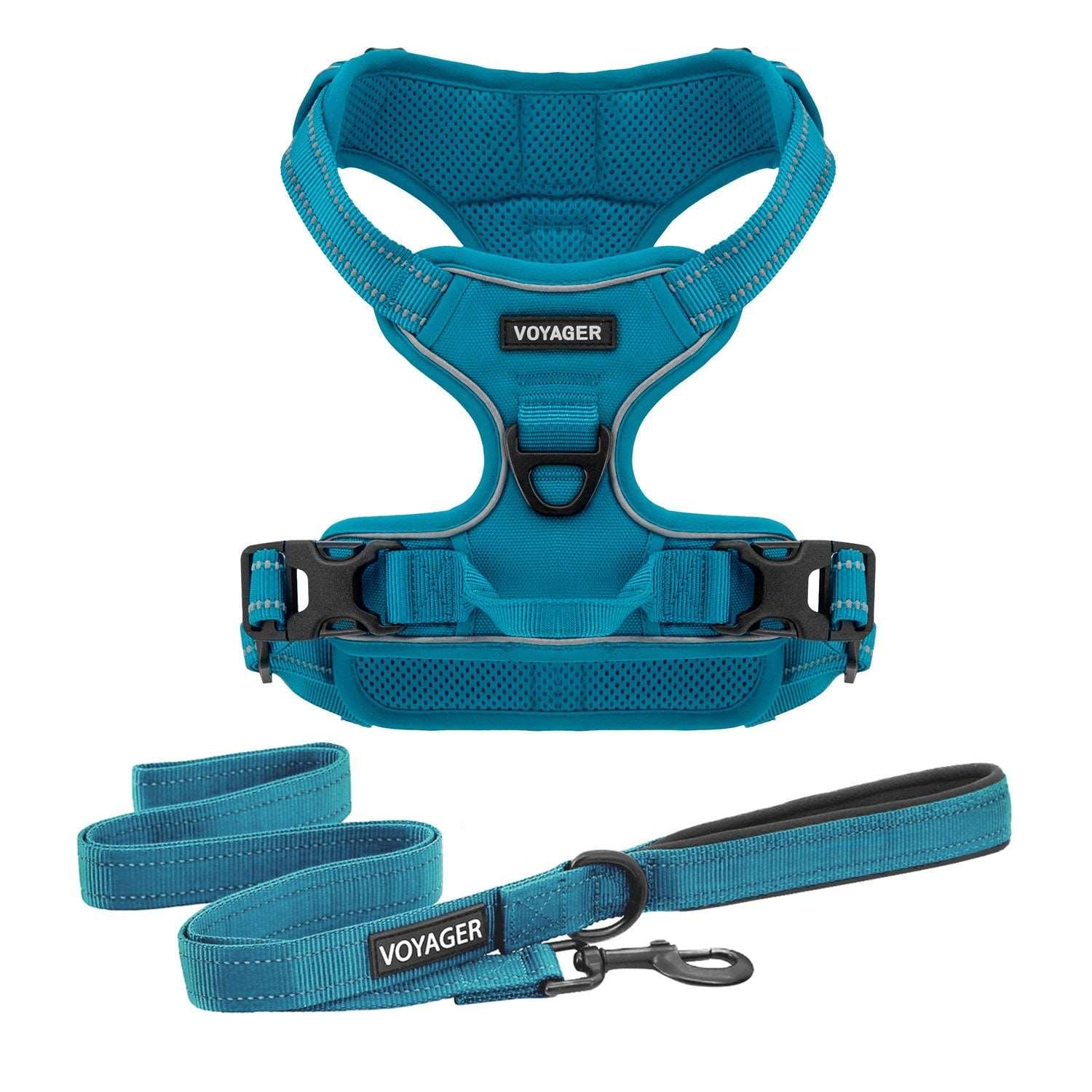 Voyager Dual-Attachment Harness & Leash Combo Set - Turquoise